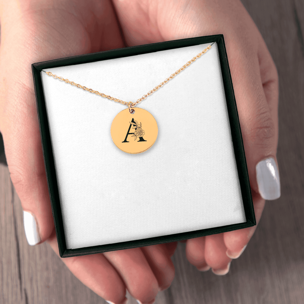 Personlig Smykke Initial Halskjede Med Blomster – A